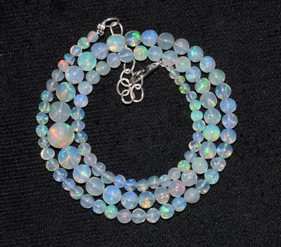 16''Natural Ethiopian Opal Welo Fire Opal Gemstone Round Bead Necklace A0589