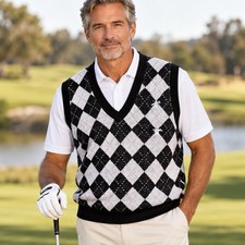 The T Barry Knicker Co. Argyle Golf Sweater Vest USA Made Preppy 90s Size Large