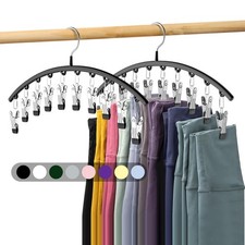 Legging Organizer Hangers 2 Pack Holds 20 Pants Space Saving Closet Storage Blk