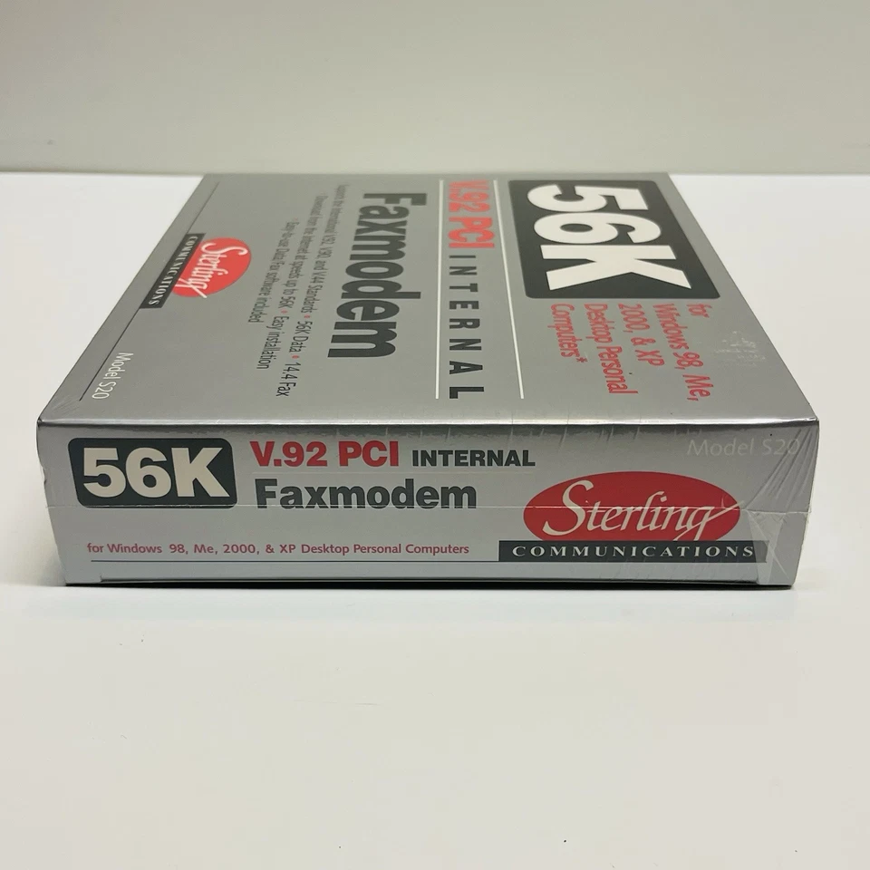 56K MODEM Internal Faxmodem V.92 PCI Sterling Model S20 Windows 98 ME 2000 XP - Image 4 of 4