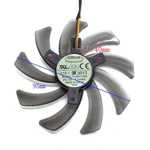 95mm VGA Fan Set for Gigabyte Video Card Everflow T129215SM 3 Pin - Afbeelding 5 van 5