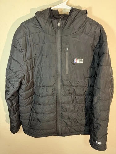 Mens NBA Lightweight Packable Puffer Zip Front Hooded Jacket Size M image 2