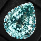 Pristine Sea Blue Aquamarine Concave 16.55Ct 925 Sterling Silver Handmade Rings