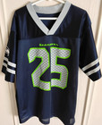 Seahawks Sherman 25 Boys or Girls Jersey Shirt Navy/Lime Green Size L (12-14) — photo 1