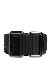 Dolce&Gabbana Men Black Dress Belt Polyester DG Logo Print Wide Strap 90cm 36"