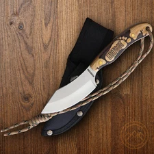 Rough Ryder Hunter Fixed Knife 3.25" Full Tang Stainless Steel Blade Wood Handle