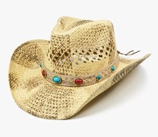 FLUFFY SENSE. Cowgirl Hats for Women Straw Cowboy Hat Western Beach Sun Hat with
