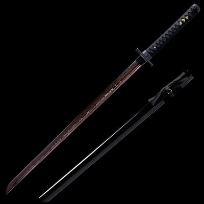 Damascus Folded Steel Handmade Ninja Japanese samurai sword Straight Blade Sharp