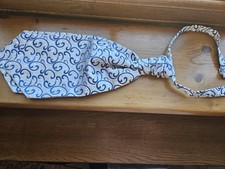 Silver And Blue Wedding Cravat. Clip Fastening. Silver Lining. worn once.