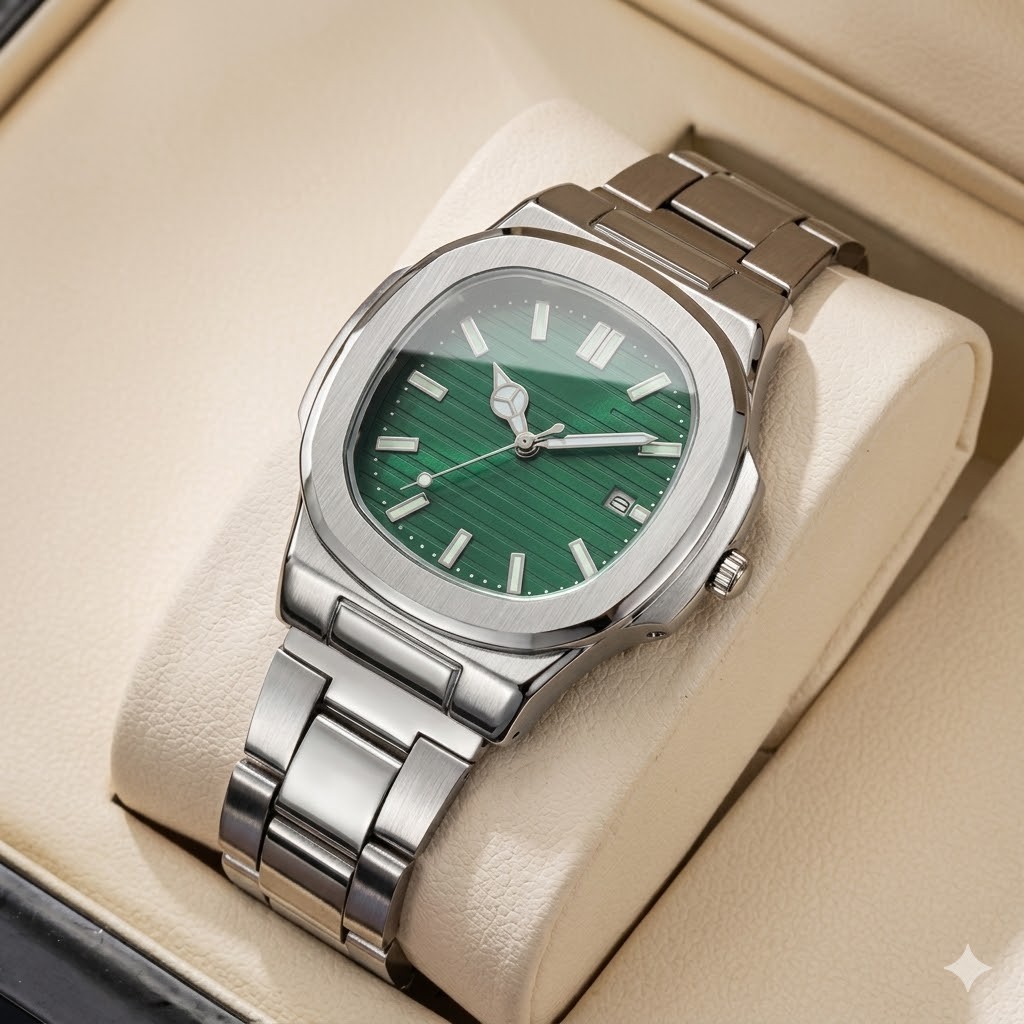 Men's Square Dial Quartz Watch Stainless Steel Band Business Casual Wristwatch