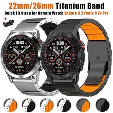 Titanium Band for Garmin Watch Fenix E 8 7X 7 6X Pro 5X Plus Quick 22/26mm Strap