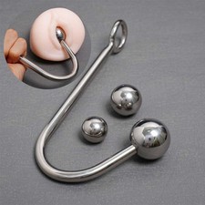 3Balls Anal Hook Butt Plug Stainless Steel Bondage Dilator Sex Toys for Slave