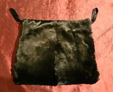 Vintage 1940s Black Sheared Beaver Fur Soft Muff Hand Warmer Purse