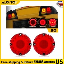 2pcs Red 7inch Round Led Trailer Truck Bus Tail Light Stop Turn Signal Drl Brake
