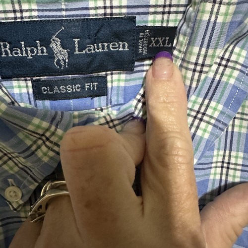 Ralph Lauren Shirt Short Sleeve Blue Plaid Mens XXL Button Down - Picture 3 of 6