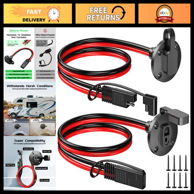Weatherproof SAE Connector Power Socket, 10AWG Quick Connect Panel Mount Adapter