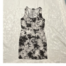 Ambiance Black White Gray Tie Dye Sleeveless Bodycon Tank Dress Short M