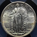 1917 TYPE 1 STANDING LIBERTY QUARTER PCGS AU 58 FULL HEAD BRIGHT FROSTY WHITE