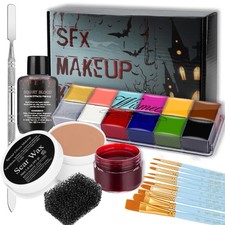 SFX Makeup Kit Special Effects Face Body Paint Scar Wax Fake Blood Brushes