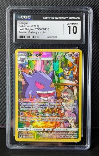 2022 Pokemon Gengar TG06/TG30 Swsh11: Lost Origin Trainer Gallery Holo CGC 10