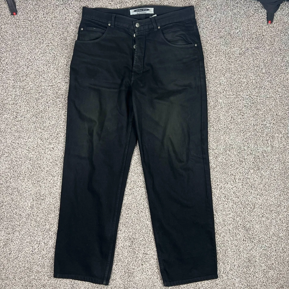 Calça skatista vintage azul âncora masculina 36x32 preta folgada relaxada anos 90 Y2K - Imagem 2 de 4