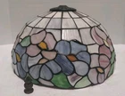 Vintage Tiffany-Style Stained Glass Lamp Shade Floral Pink Green Blue 12”