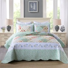 MarCielo 3-Piece Printed Lightweight Bedspread King Size - CUBESET Quilt Set