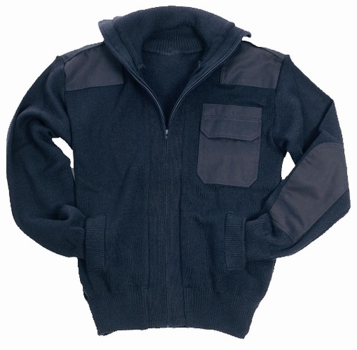 Navy Blue Army Style Full Zip Cardigan 