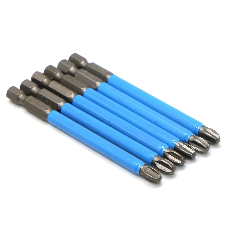 6pc Hex Shank Magnetic Anti Slip Phillips PH3 Electric Screwdriver Bit Set 90mm - Image 2 of 3