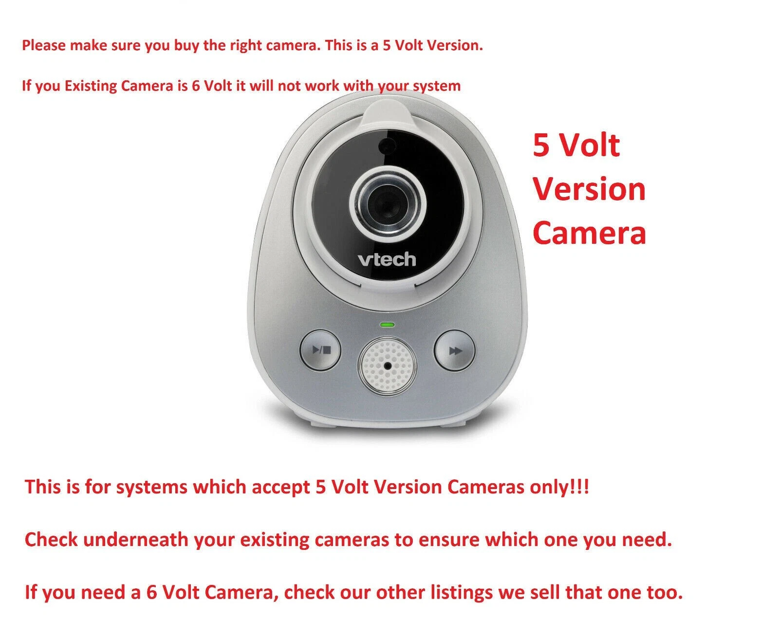 [5 Volt Camera Version] - VTech VM300 Accessory Camera for VM342 Baby Monitor