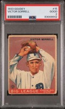 1933 Goudey #15 Vic Sorrell PSA 2 RC Rookie Tigers  (8642)