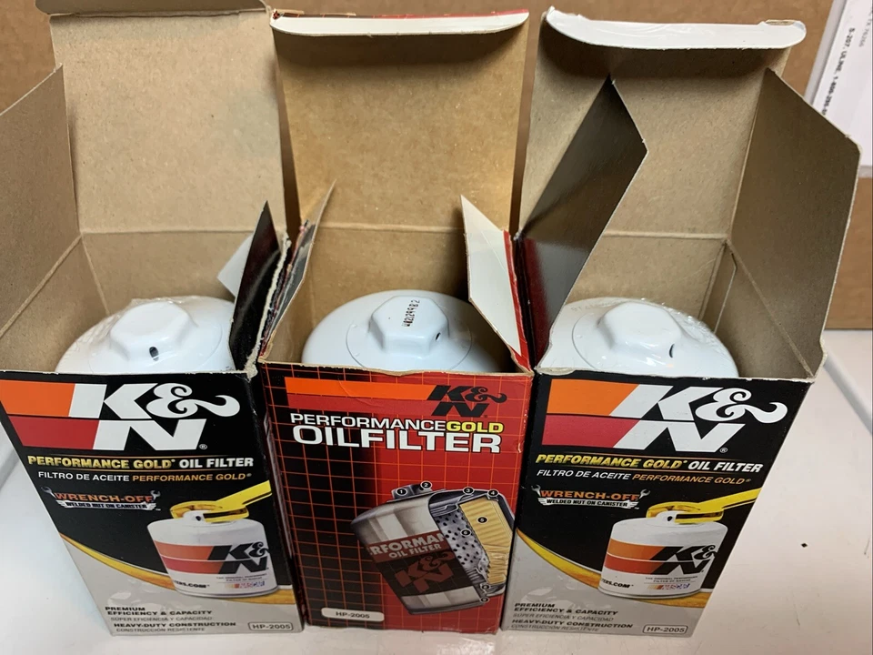 (3) K&N HP-2005 Wrench-OFF Performance Gold Oil Filter, VW Audi Ford Ibiza - Image 4 of 4