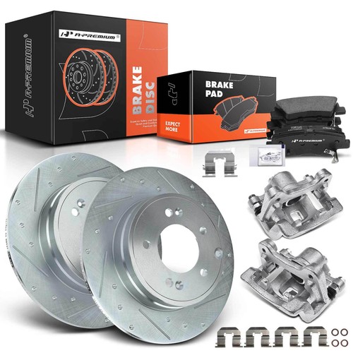 Rear Drilled Rotors & Brake Pads + Calipers for Kia Optima Hyundai