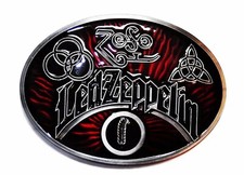 Led Zeppelin Rock Band Oval Red Logo Enamel Metal Belt Buckle