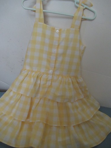 P42 Girls Size 7 Yellow and White Plaid Cotton Lined 3 Tiered Dress Gymobree - Picture 9 of 9
