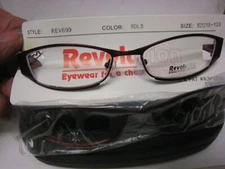 NEW Revolution Eyeglass Frame W/ Magnet sun shade  REV699 RDLS 52-18-140 w/case