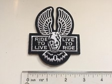 RIDE TO LIVE Skull PATCH Metal Rock Punk Biker costume shirt hat iron Applique