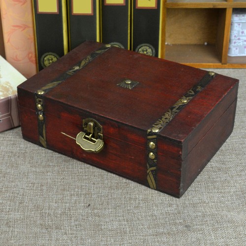 Wooden VintageStorage Box Retro Treasure Chest Gift Jewelry Organizer Rustic $@ - Picture 11 of 12