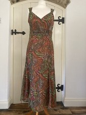 Per Una Brown Orange Long Boho Dress Size 14 Wedding Cruise Races