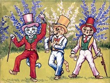 Three cats dancing act Accent Tile Mural Kitchen Bathroom Backsplash Ceramic 8x6