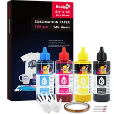 Bundle 120 Sh Koala Sublimation Paper 8.5x14 + Sublimation Ink for ET 2400 2803