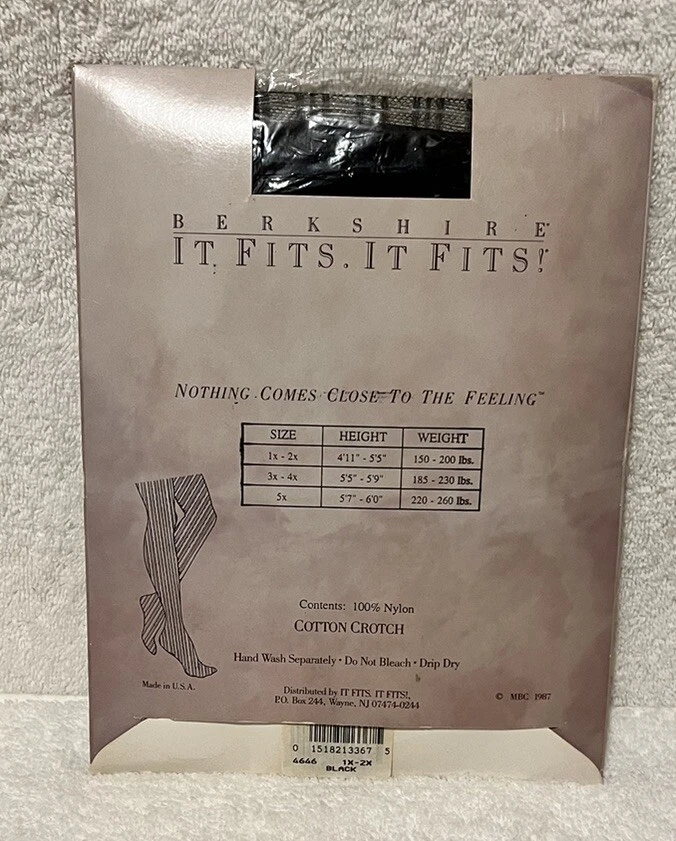 NOS Berkshire se adapta a medias de nailon con red acanalada negra talla Queen 1X-2X Foto 2 de 2