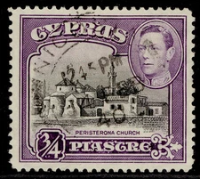 CYPRUS GVI SG153, ¾pi black & violet, FINE USED.