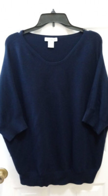 Womens Pullover Top Blouse Plus Sz 2X Stretchy Navy Blue Cozy Comfy Soft 