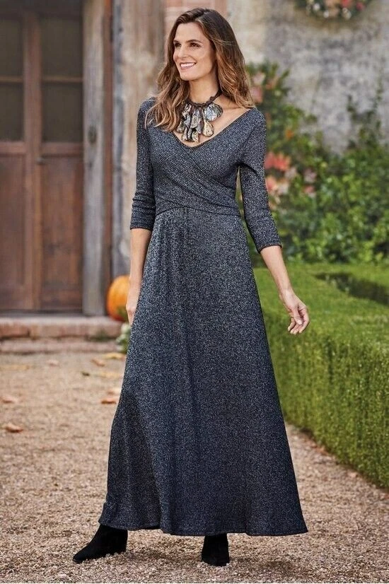 NWT SOFT SURROUNDINGS PETITE Charcoal HEATHER Grey WILHEMINA Maxi