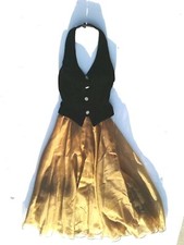 DOLLAR Misses Black Velvet & Gold Formal Ball Gown Size 7(Penciled in the label)