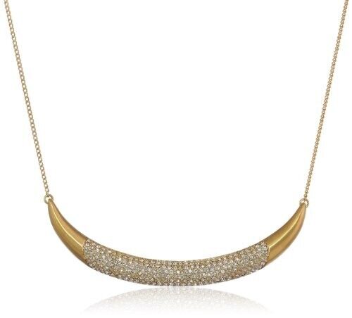 Vince Camuto Pave Crystal Gold-Tone Crescent Necklace $58 NEW - Picture 1 of 3