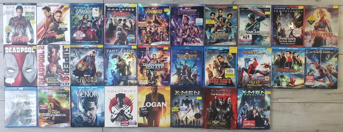 HUGE LOT OF 28 MARVEL SUPERHEROES BLU-RAY MOVIES AVENGERS IRON MAN THOR VENOM