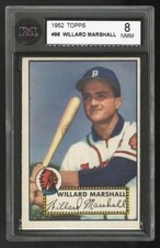 1952 TOPPS BASEBALL CARDS ~ #96 ~ WILLARD MARSHALL ~ BOSTON BRAVES ~ KSA 8 NMMT