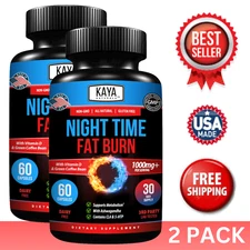 (2 Pack) Night Time Fat Burner 60ct Weight Loss Appetite Suppressant Sleep Aid